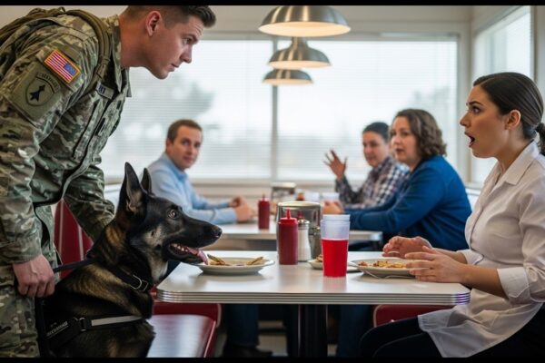 ‘Can I Sit Here？’ A Navy SEAL Asked a Disabled Nurse — Then His K9 Stopped the Entire Diner 