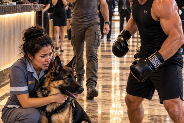 MMA Champion Kicked a Hotel Maid Shielding Her Dog… Until a Navy SEAL Made Him Regret It