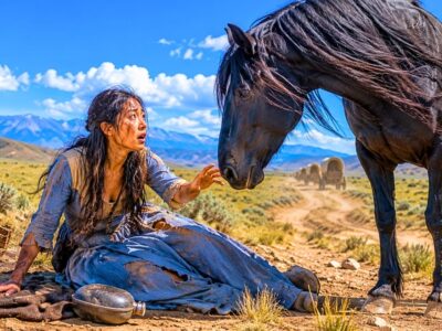She Disappeared From the Wagon Train… Three Weeks Later a Black Stallion Found Her Alone