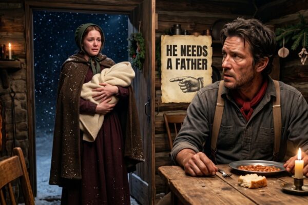 Finding the Cowboy Eating Christmas Dinner Alone, a Widow Arrived with Something That Changed Everything
