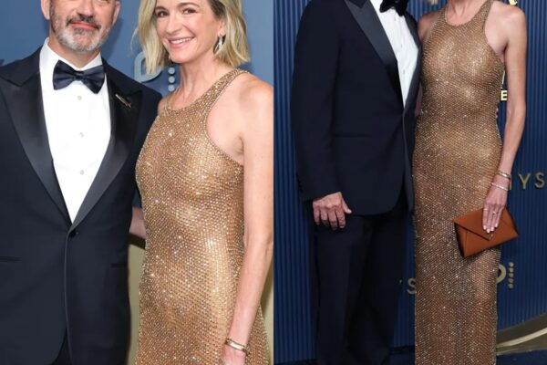 Jimmy Kimmel’s Wife Molly McNearney Radiates at Emmys in a Bedazzled Gold Naked Dress